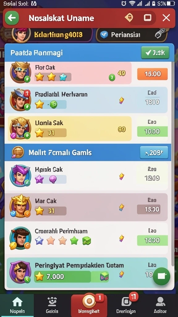 Tangkapan layar memperlihatkan sistem reward yang menarik.